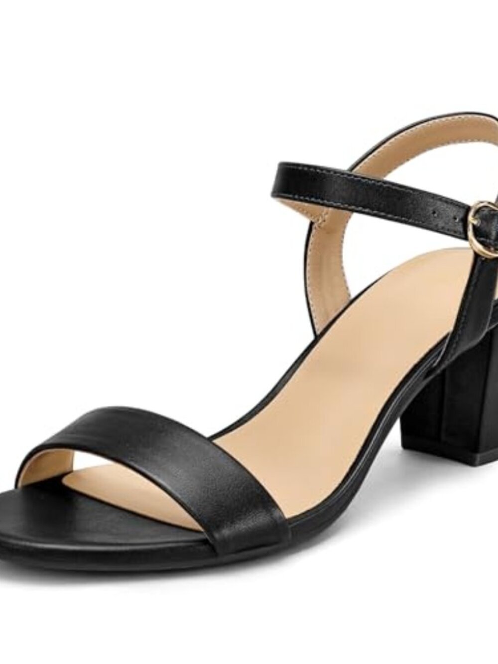 🆕 Womens Low Heels Open Toe Ankle Strap Block Chunky Heels Sandals Co - Black